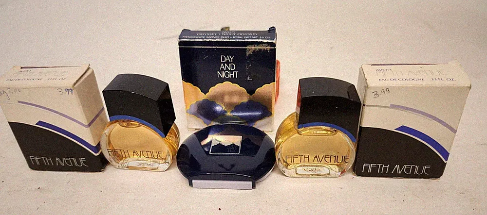 2 1980s Avon Fifth Avenue Cologne Perfume + Odyssey Day Night Compact Nib
