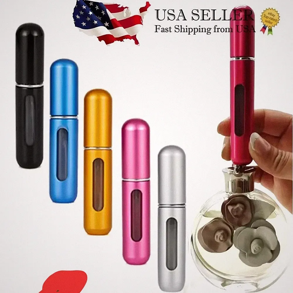 5 Pcs Refillable Travel Portable Perfume Atomizer Bottle Spray Pump Case 5ml