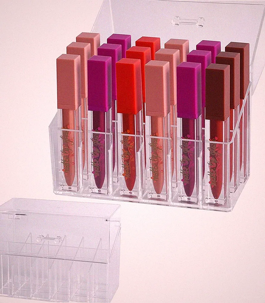 Acrylic Lipgloss Lip Gloss Holder & Rollerball Perfume Organizer Compact