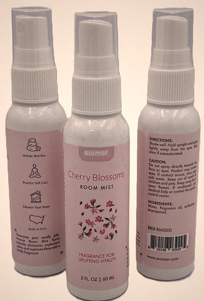 Aromar Cherry Blossom Room Mist Spray 2oz 3 Pack Air Freshener Home Scent