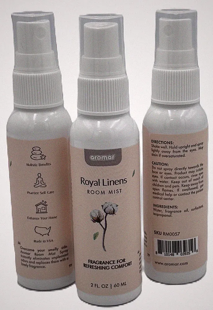 Aromar Royal Linens Room Mist Spray 2oz 3 Pack Air Freshener Home Scent