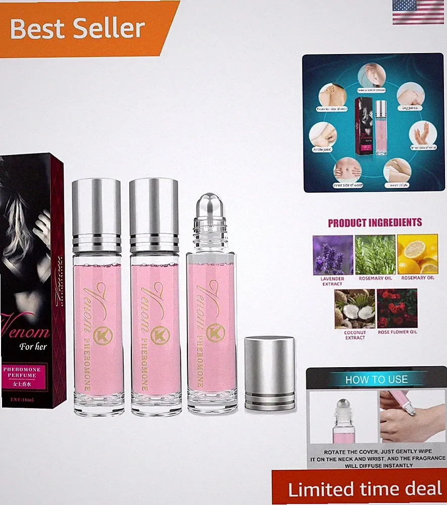 Compact 3-Piece Pheromone Roll-On Perfume: Alluring Fragrance for Women