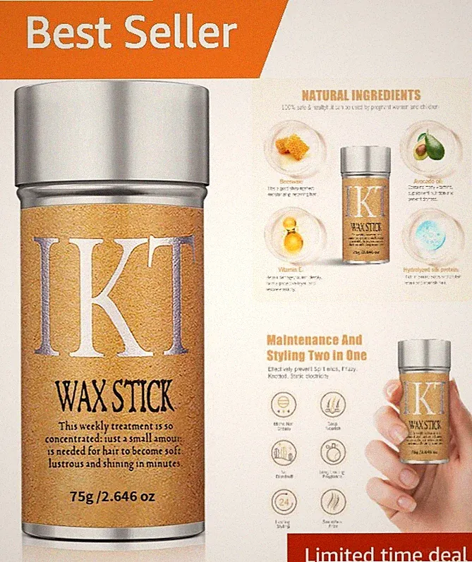 Compact Hair Wax Stick 2.7oz - Frizz Control & Soft Styling with Natural Scent