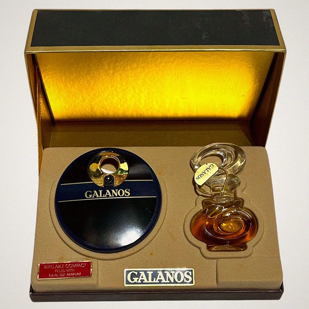 GALANOS By Parfums Galanos Vintage Perfume Parfum Gift Set .25 Fl Oz Compact