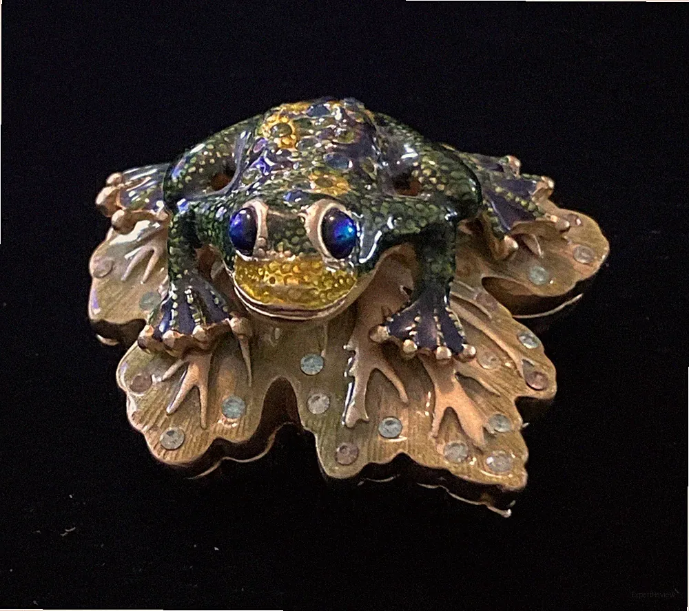 Jay Strongwater Designed For Estee Lauder Solid Perfume Compact Frog VTG 2” 2002