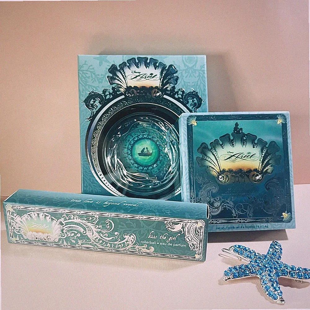 LE D23 Little Mermaid Swarovski Compact Mirror, Eye Shadow, Perfume,Hair Pin Set