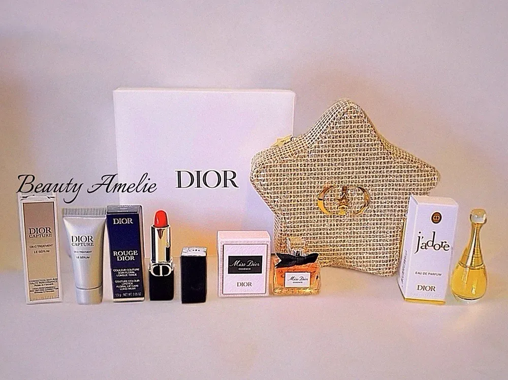 Miss Dior J'adore Dior Gift Set Essence Fragrance Lipstick Limited w/ Gold Pouch