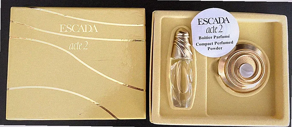 Vintage Escada Acte 2 Perfume Solid Sachet Compact perfume set 1990's Boxed