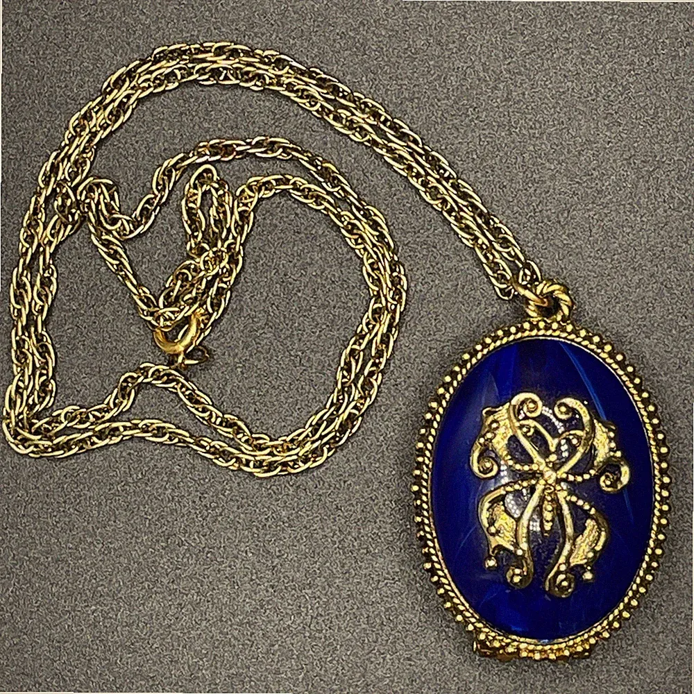 Vintage Max Factor Perfume Compact Locket (Old Watch Design) Necklace
